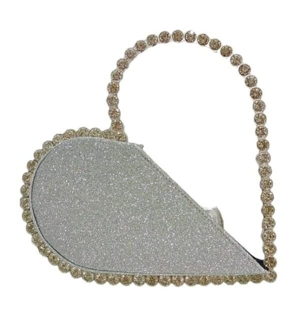 Heart Shaped Handbag with Crystal Handle – Elegant and Glamorous Clutch for Women