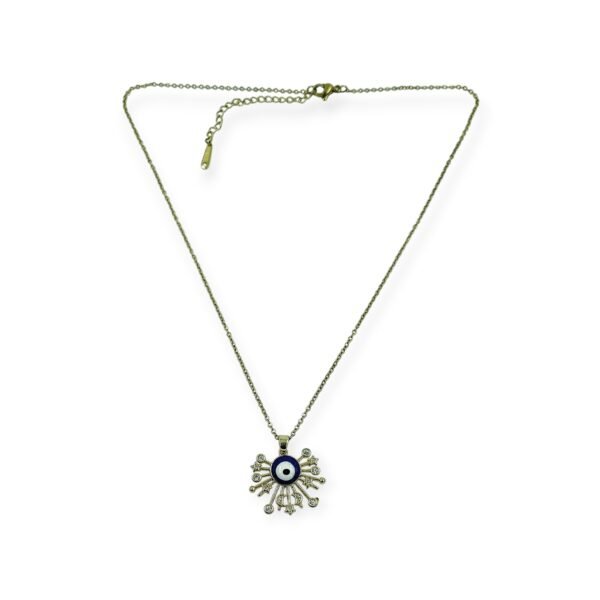 Elegant Anti-Tarnish Western Necklace Featuring Evil Eye Pendant - Image 2