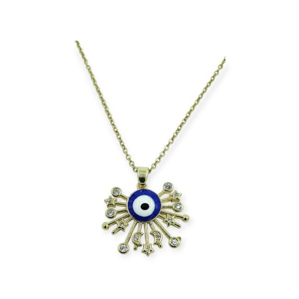 Elegant Anti-Tarnish Western Necklace Featuring Evil Eye Pendant