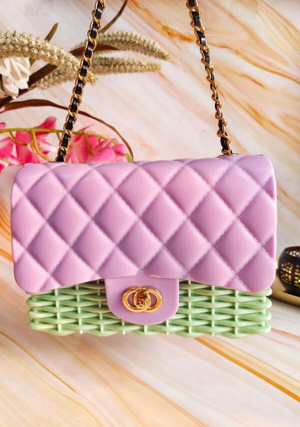 Stylish Silicone Basket Handbag with Sling Chain – Durable and Lightweight Tote for Women and Teens - Image 3