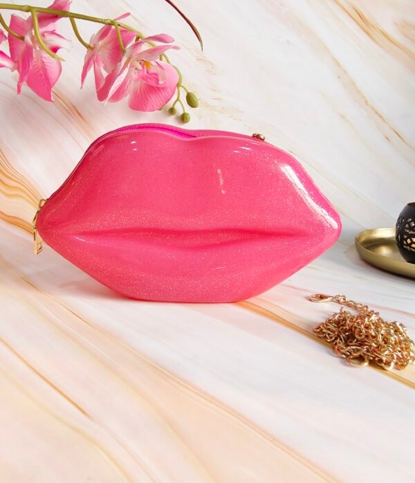 Silicone Lips Shaped Hand Purse with Sling Chain – Fun & Trendy Clutch for Parties, Evening Events, and Casual Outings – Unique Lip Design Handbag for Women - Image 6