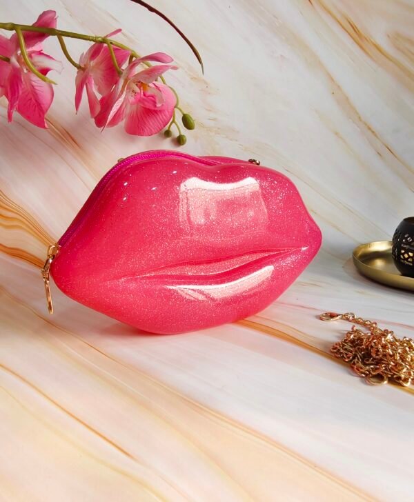 Silicone Lips Shaped Hand Purse with Sling Chain – Fun & Trendy Clutch for Parties, Evening Events, and Casual Outings – Unique Lip Design Handbag for Women - Image 8