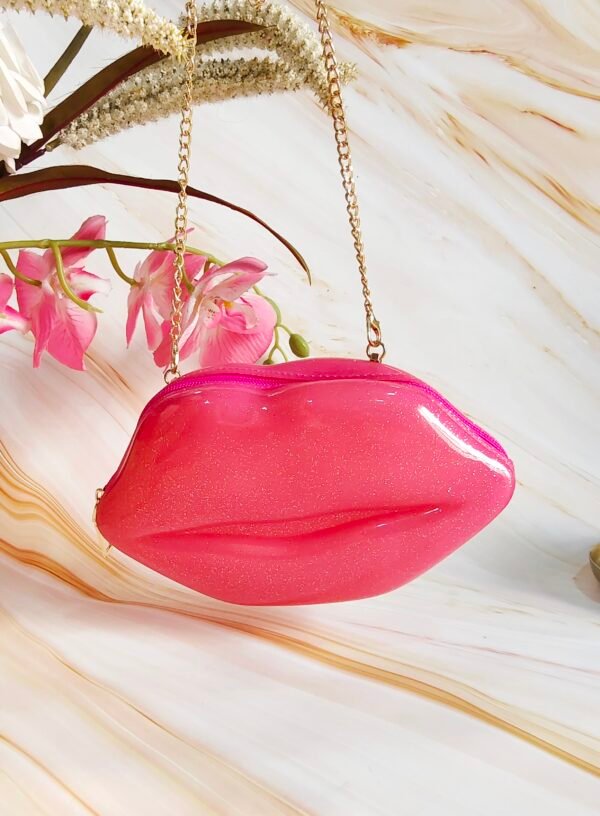 Silicone Lips Shaped Hand Purse with Sling Chain – Fun & Trendy Clutch for Parties, Evening Events, and Casual Outings – Unique Lip Design Handbag for Women - Image 7