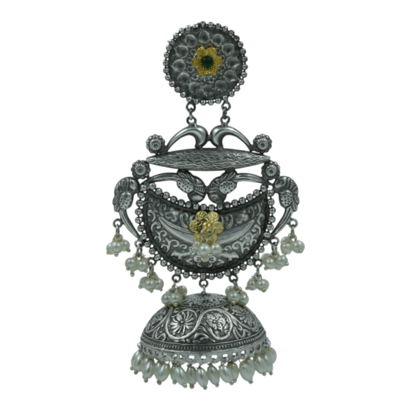 Exquisite Long Oxidized Earrings for Women – Intricate Ethnic Jewelry for Casual and Festive Wear - Image 2