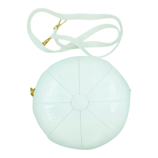 White Soft Silicone Football-Shaped Handbag with Sling Chain – Trendy Sports-Themed Bag for Women and Teens