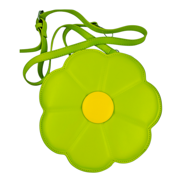 Elegant Green Flower-Shaped Leatherette Handbag with Sling Strap – Unique Statement Bag for Women