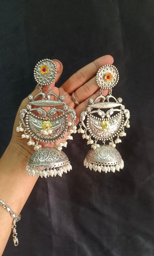 Exquisite Long Oxidized Earrings for Women – Intricate Ethnic Jewelry for Casual and Festive Wear - Image 7