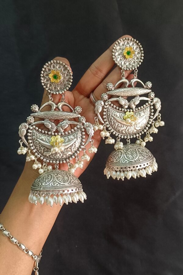 Exquisite Long Oxidized Earrings for Women – Intricate Ethnic Jewelry for Casual and Festive Wear - Image 3