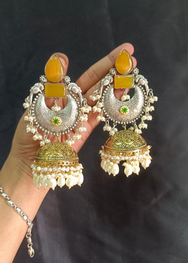 Exquisite Long Oxidized Earrings for Women – Intricate Ethnic Jewelry for Casual and Festive Wear - Image 3