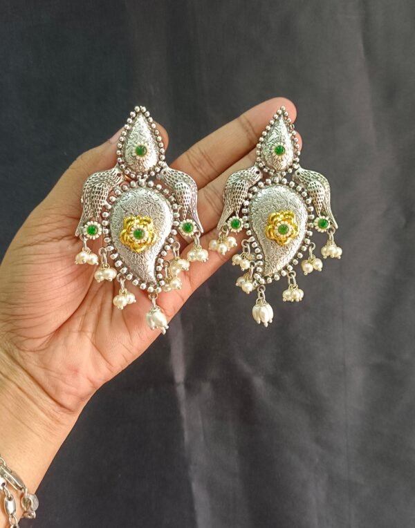 Exquisite Long Oxidized Earrings for Women – Intricate Ethnic Jewelry for Casual and Festive Wear - Image 3