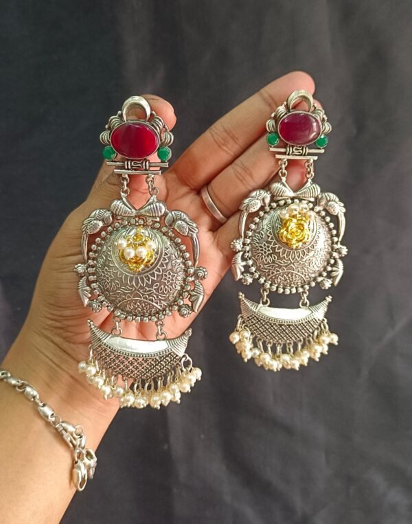 Exquisite Long Oxidized Earrings for Women – Intricate Ethnic Jewelry for Casual and Festive Wear - Image 7