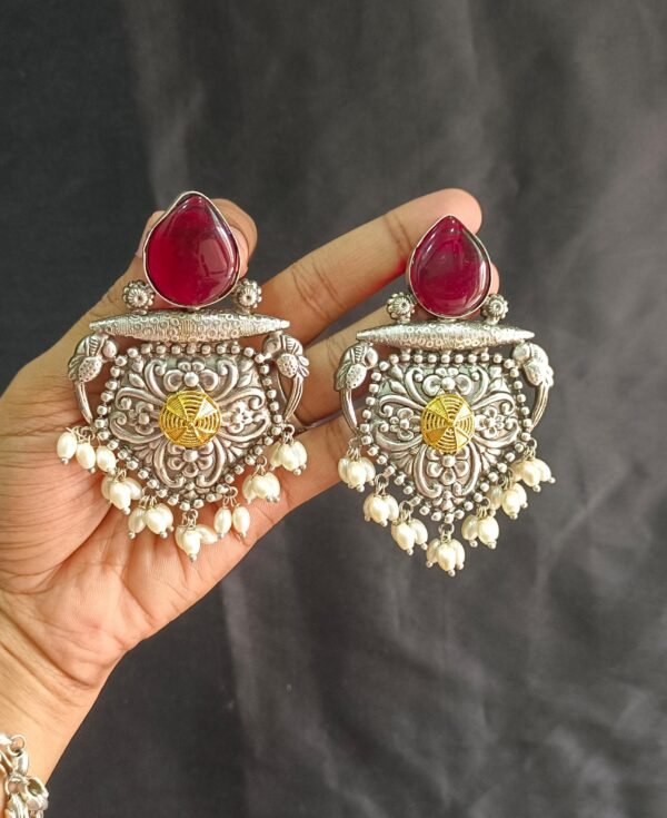 Exquisite Long Oxidized Earrings for Women – Intricate Ethnic Jewelry for Casual and Festive Wear - Image 3