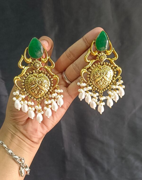 Exquisite Long Oxidized Earrings for Women – Intricate Ethnic Jewelry for Casual and Festive Wear - Image 3