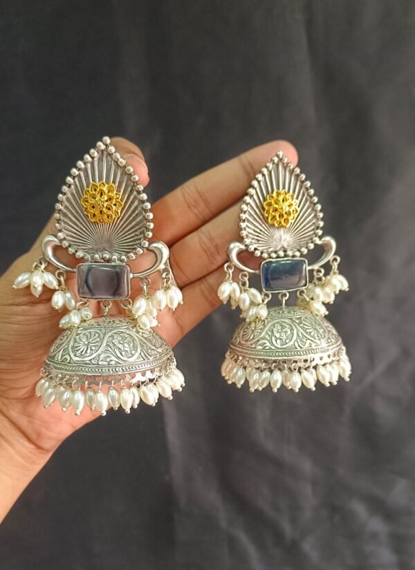 Exquisite Long Oxidized Earrings for Women – Intricate Ethnic Jewelry for Casual and Festive Wear - Image 3