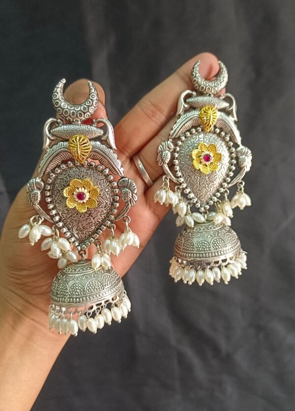 Exquisite Long Oxidized Earrings for Women – Intricate Ethnic Jewelry for Casual and Festive Wear - Image 3