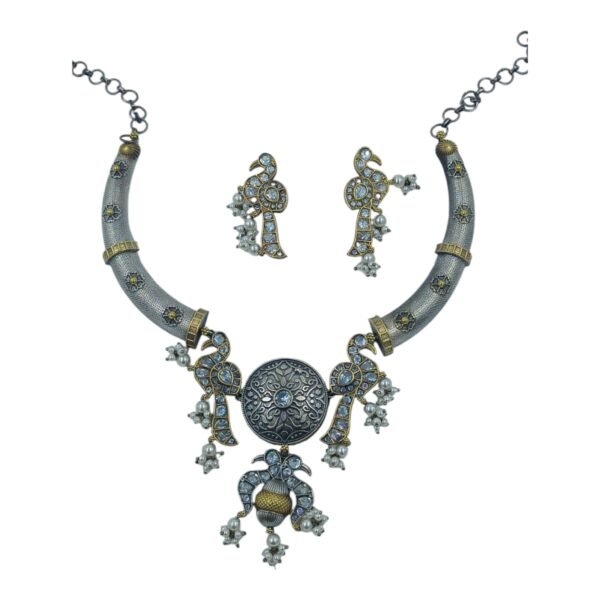 Beautiful Designer Oxidized German Silver Necklace Set with Matching Earrings – Traditional Ethnic Jewelry for Women & Girls - Image 4