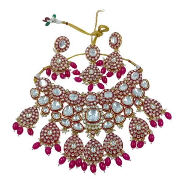 Elevate Your Bridal Look with Our Meenakari Polki Necklace Set - Image 7