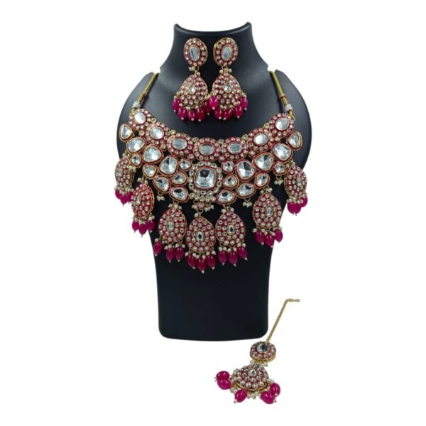 Elevate Your Bridal Look with Our Meenakari Polki Necklace Set - Image 6