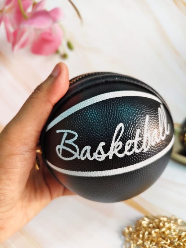 Trendy Basketball-Shaped Mini Handbag with Gold Chain Strap – Fun Sports-Themed Crossbody Bag for Women and Teens - Image 7