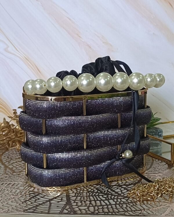 Rhinestone-Embellished Box Bag with Potli Inside – Elegant Evening Handbag for Women - Image 4