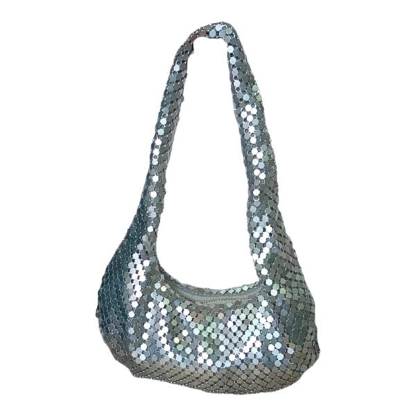 Chic Silver Sequin Hobo Bag – Glamorous Shoulder Handbag for Parties