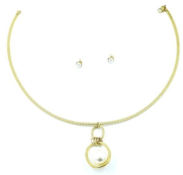 Elegant Anti-Tarnish Western Necklace Set with Pearl Pendant - Image 3