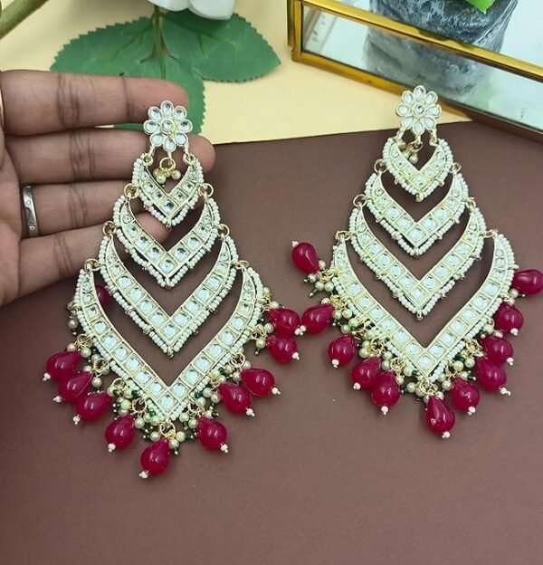 Elevate Your Style with Layered Kundan Chandbali Earrings - Image 9