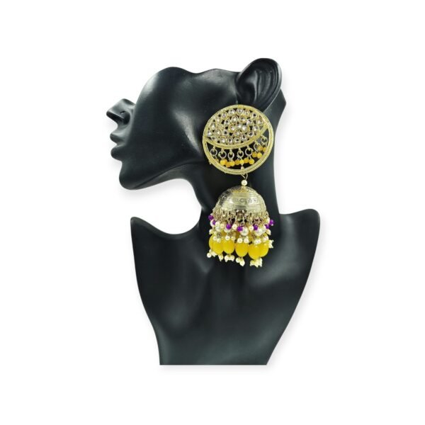 Elegant Golden Color Kundan Pearl Jhumki: A Timeless Accessory - Image 3