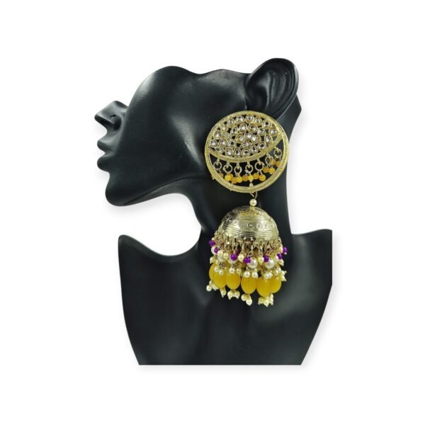 Elegant Golden Color Kundan Pearl Jhumki: A Timeless Accessory - Image 2