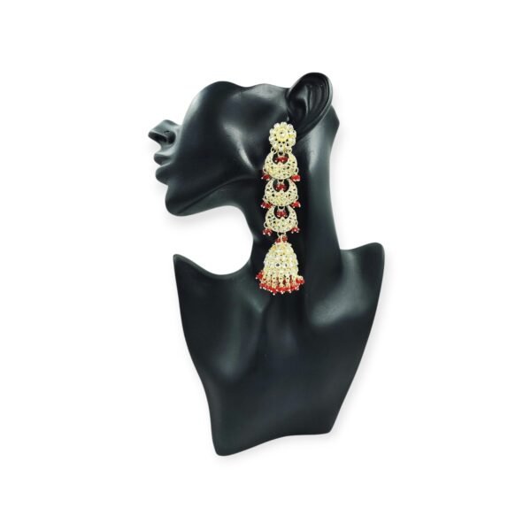 Explore Elegance with Long Kundan Layered Jhumki - Image 2