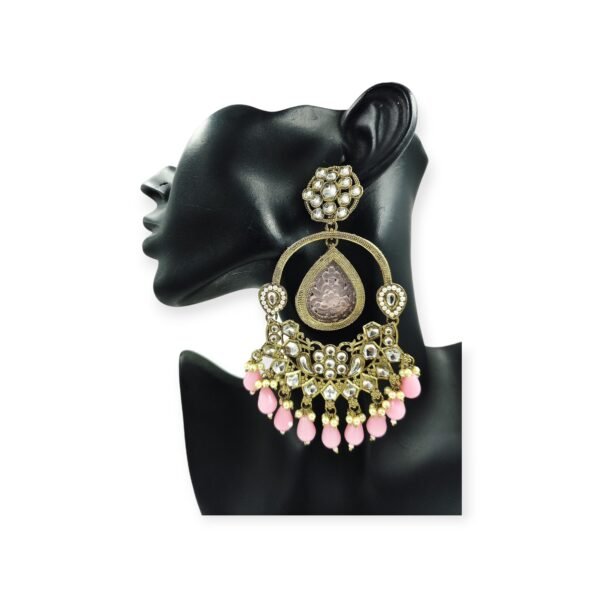 Elevate Your Style with Long Kundan Crystal Chandbali - Image 5