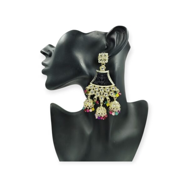 Elegant Ethnic Chandbali Earrings with Intricate Floral Detailing and small Jhumkis