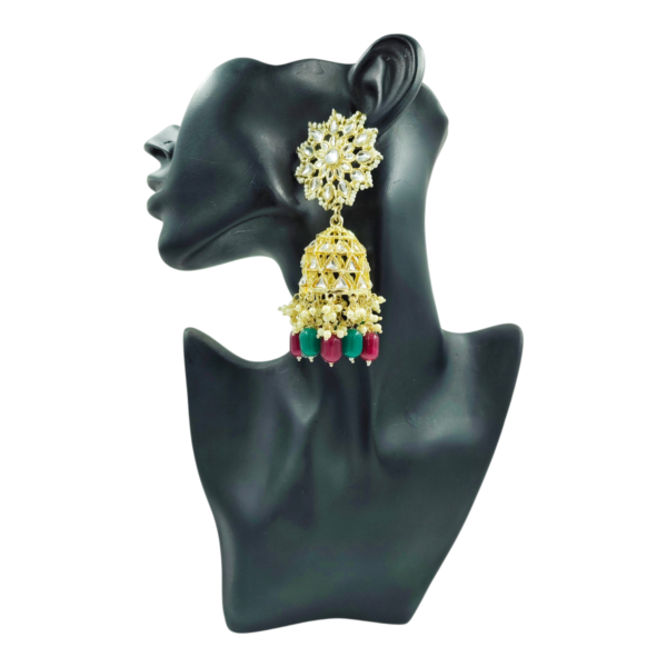 Discover the Elegance of Beautiful Exquisite Long Kundan Jhumki - Image 7