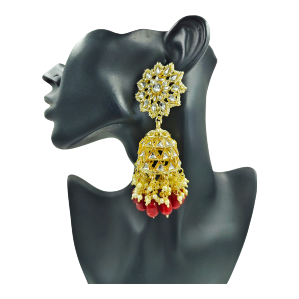 Discover the Elegance of Beautiful Exquisite Long Kundan Jhumki - Image 4