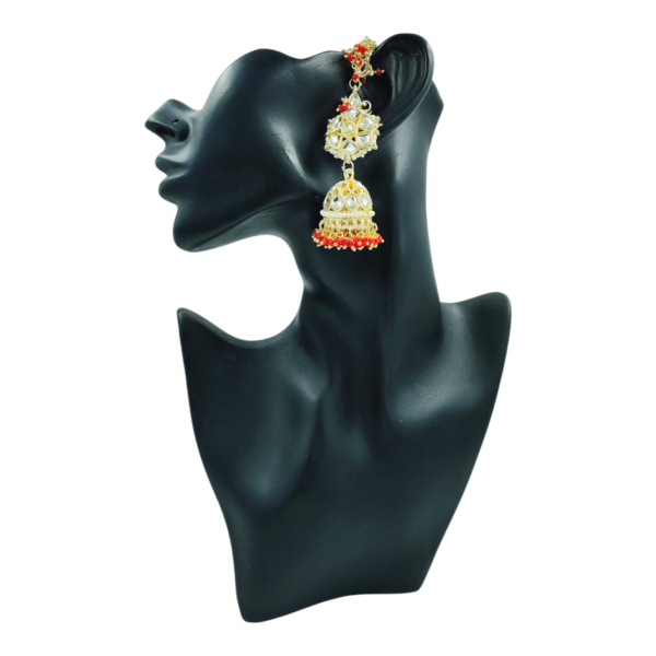 Gorgeous Kundan Jhumki with Hair Chain: Elevate Your Style - Image 2