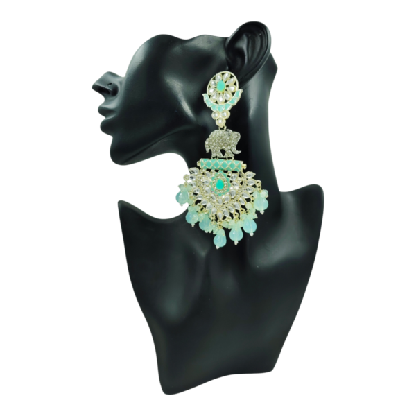 Exquisite Long Kundan Crystal Chandbali Earrings - Image 14