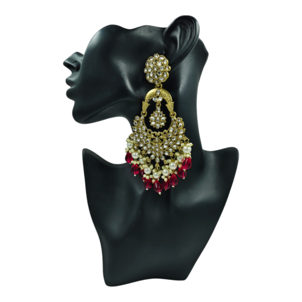 Elevate Your Style with Long Kundan Crystal Chandbali - Image 2