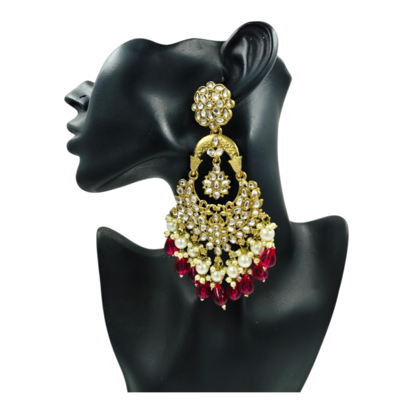 Elevate Your Style with Long Kundan Crystal Chandbali