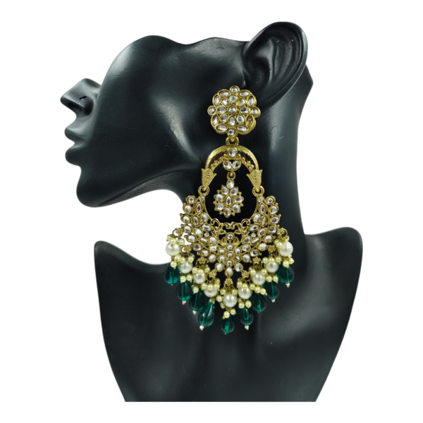 Elevate Your Style with Long Kundan Crystal Chandbali - Image 3