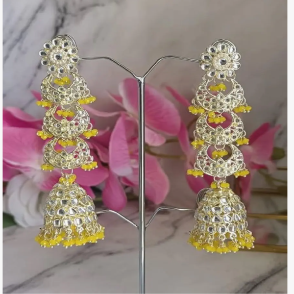 Explore Elegance with Long Kundan Layered Jhumki - Image 6