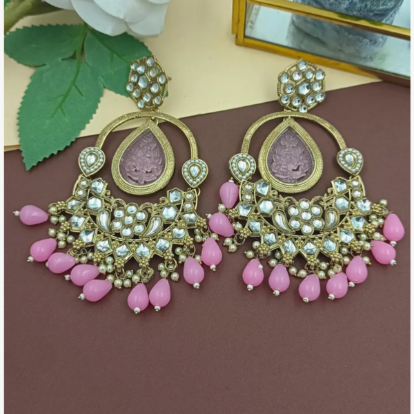Elevate Your Style with Long Kundan Crystal Chandbali - Image 7