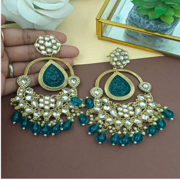 Elevate Your Style with Long Kundan Crystal Chandbali - Image 12
