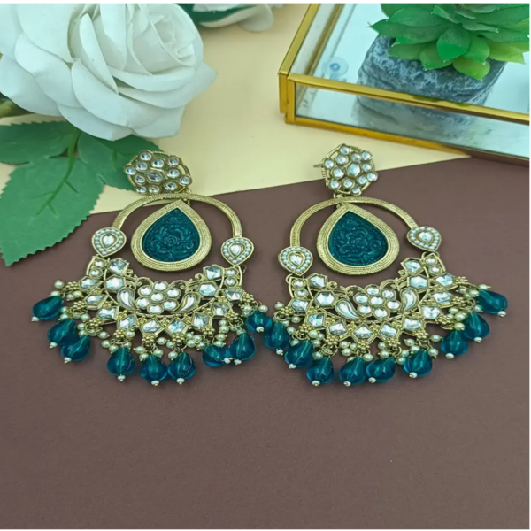 Elevate Your Style with Long Kundan Crystal Chandbali - Image 11