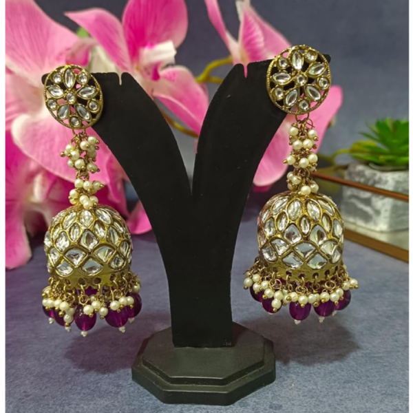 Discover the Elegance of Exquisite Long Kundan Jhumki - Image 2