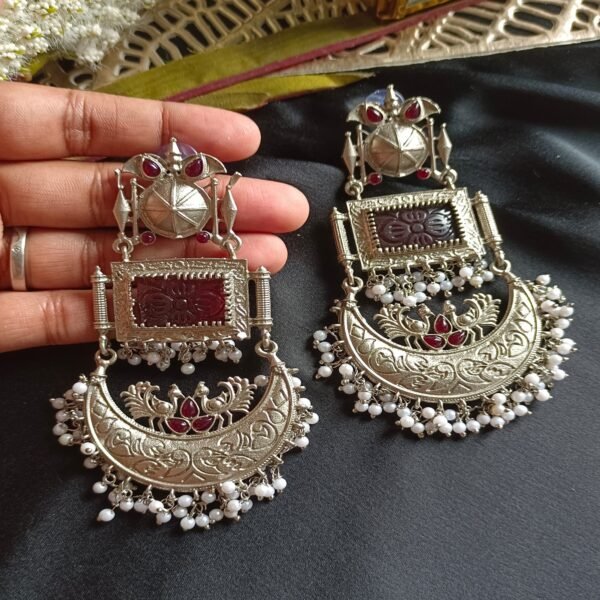 Exquisite Long Oxidized Earrings for Women – Intricate Ethnic Jewelry for Casual and Festive Wear - Image 12