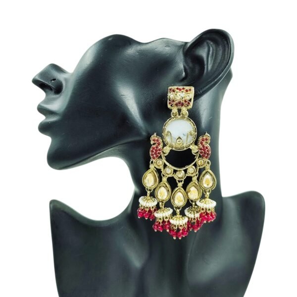 Elegance Redefined: Kundan Crystal Chandbali with Jhumki Embellishments - Image 6