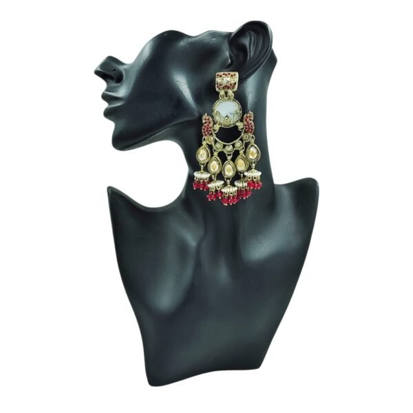 Elegance Redefined: Kundan Crystal Chandbali with Jhumki Embellishments - Image 7