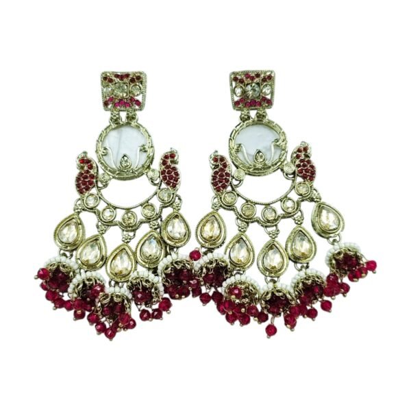 Elegance Redefined: Kundan Crystal Chandbali with Jhumki Embellishments - Image 8
