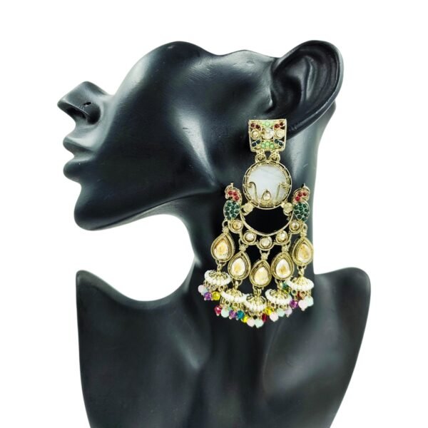 Elegance Redefined: Kundan Crystal Chandbali with Jhumki Embellishments
