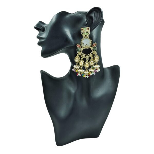 Elegance Redefined: Kundan Crystal Chandbali with Jhumki Embellishments - Image 2